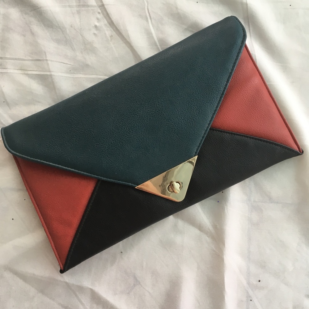 Multicolor leather clutch purse